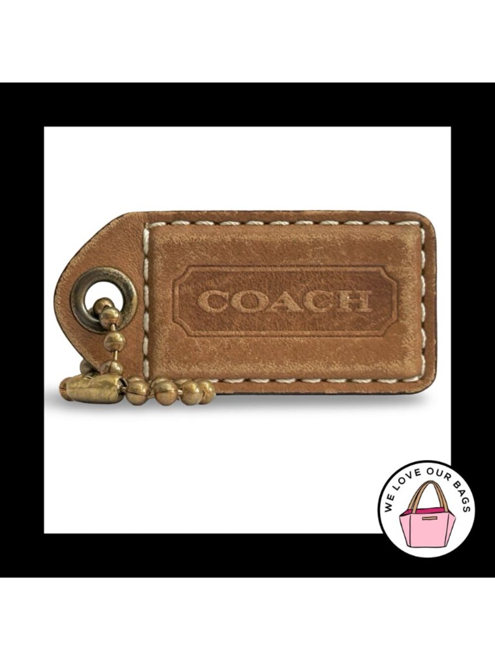 65th Anniversary COACH Y2K VINTAGE Hang Tag 2.5" Brown Leather Bag Charm Fob - Picture 3 of 4